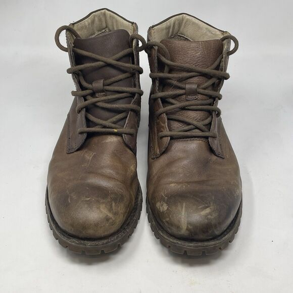 BOGS Johnny 5 Eye Ankle Boots Mens 8.5 Brown Leather Waterproof Slip Resistant - Picture 5 of 16